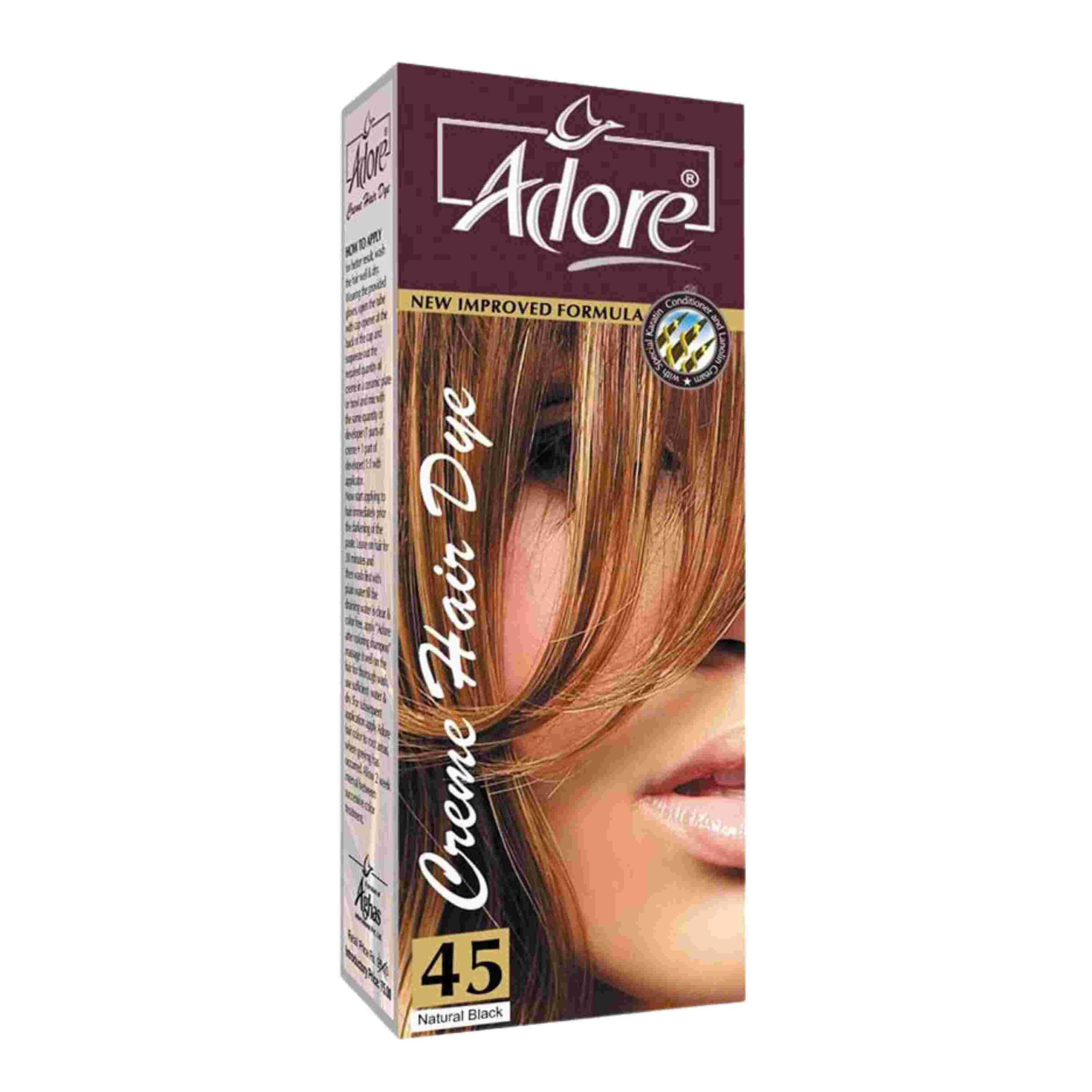 xr:d:DAFyjnLI8nc:84,j:167040918757988427,t:23103112 ADORE HAIR COLOUR 45 NATURAL BLACK - Image 1